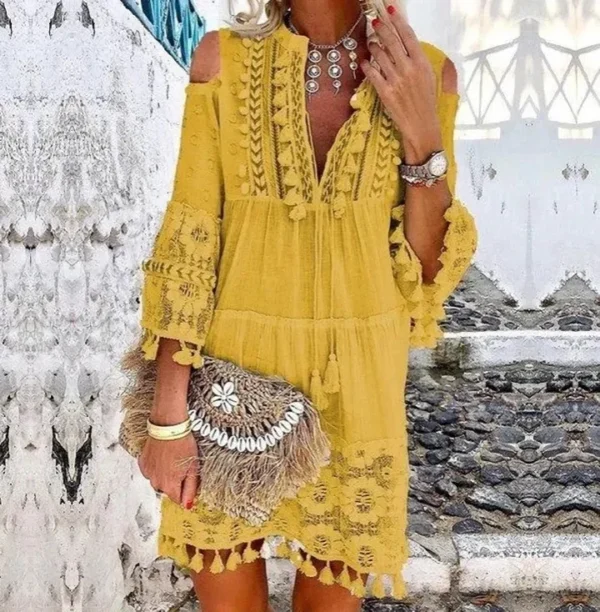 Robe broderie Crochet dentelle élégant épaules nues - 140725/1102 – Image 3