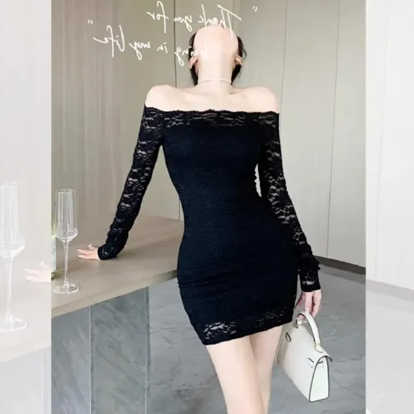 Robe épaule manches évasées dentelle, coupe et taille cintrée - 300725/2307 – Image 5