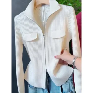 Cardigan fermeture éclair court tricoté - 300725/2316