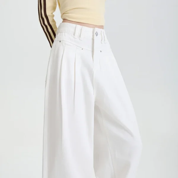 Pantalon jean taille haute jambe large en coton - 270725/0910 – Image 6