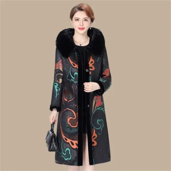 Manteau de fourrure, veste longue épaisse et chaude avec doublure - 300725/2242 – Image 2