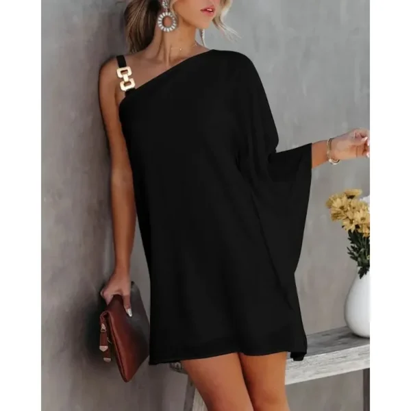 Robe demi épaule nue avec bretelle et manche longue - 270725/0901 – Image 3