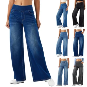 Jean, pantalon Long à jambes larges style Streetwear, taille élastique, droit, élégant - 270725/0923