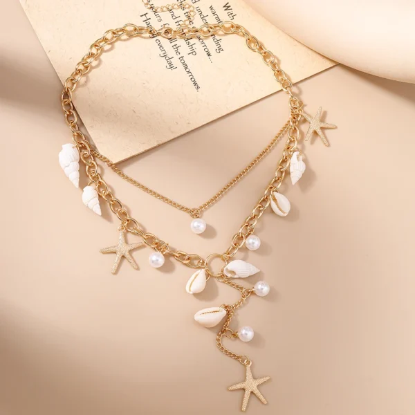 Collier en coquille , bord de mer Imitation perle étoile de mer - 310725/2153 – Image 3