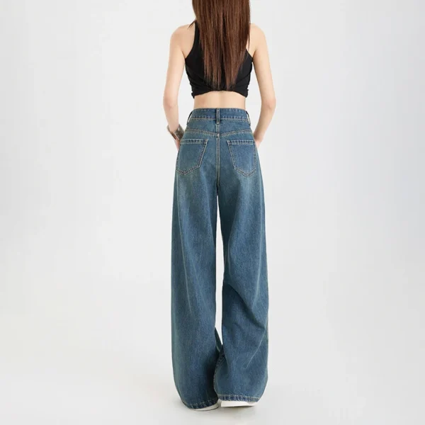 Pantalon jean taille haute jambe large en coton - 270725/0910 – Image 5