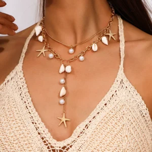 Collier en coquille , bord de mer Imitation perle étoile de mer - 310725/2153