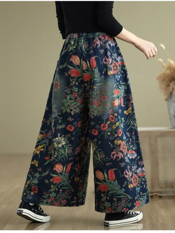 Jean Plissé à Imprimé Floral, Jambes Larges - 270725/0934 – Image 5
