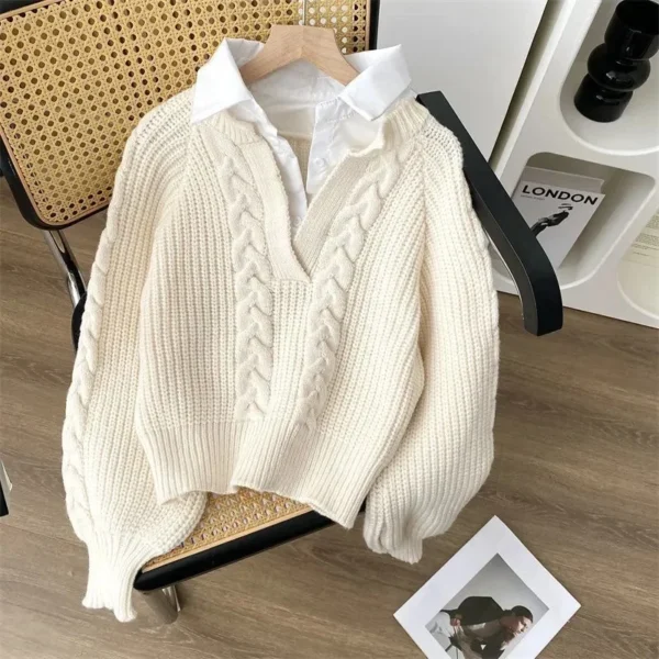 Chemises pull tricoté pull avec col rabat - 310725/1700 – Image 3