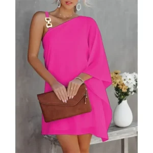 Robe demi épaule nue avec bretelle et manche longue - 270725/0901