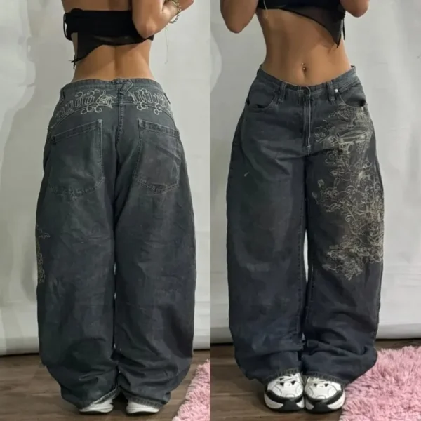 Jean Baggy délavé de couleur unie, Streetwear, taille haute,  jambes larges - 270725/0928 – Image 5