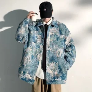 Manteau de Baseball à Motif Floral pour Homme et Femme, Veste Rétro - 300725/2236