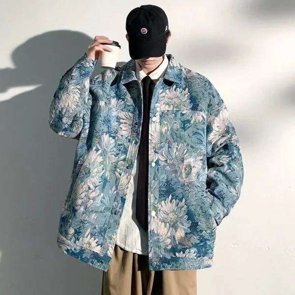 Manteau de Baseball à Motif Floral pour Homme et Femme, Veste Rétro - 300725/2236