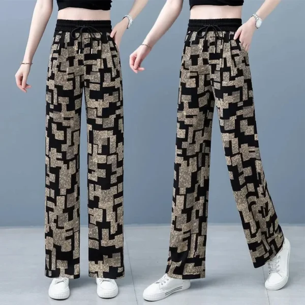Pantalon large en soie, taille haute, décontracté - 300725/2232 – Image 4