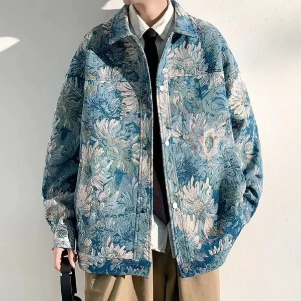 Manteau de Baseball à Motif Floral pour Homme et Femme, Veste Rétro - 300725/2236 – Image 2