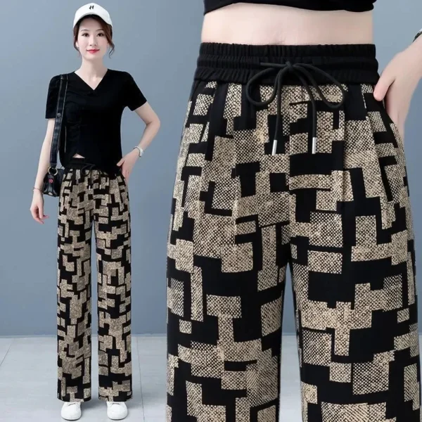 Pantalon large en soie, taille haute, décontracté - 300725/2232 – Image 2