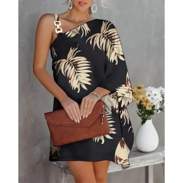 Robe demi épaule nue avec bretelle et manche longue - 270725/0901 – Image 4