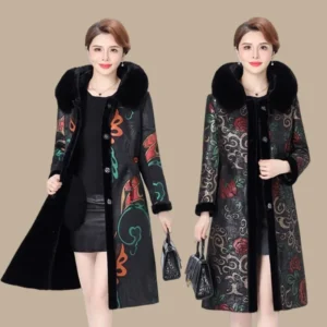 Manteau de fourrure, veste longue épaisse et chaude avec doublure - 300725/2242
