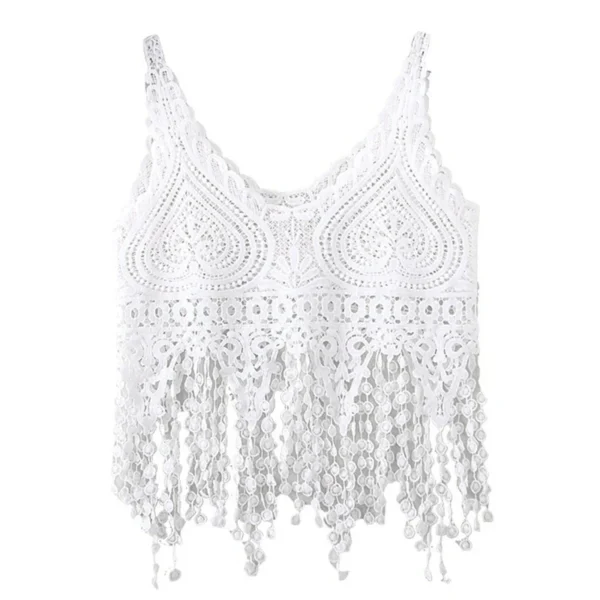Crop top crocheté, haut en tricot, dentelle cœur - 030825/1957 – Image 4