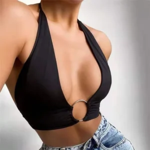 Haut Sexy Licou Col En V , Sans Manches Gilets