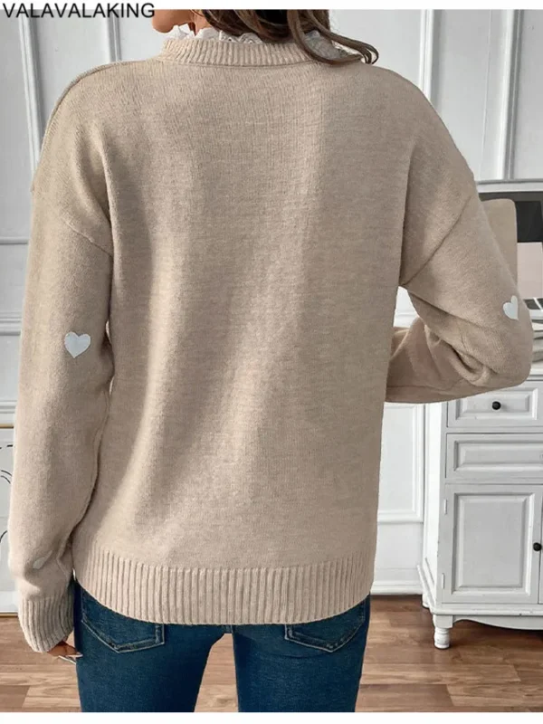 Pull hiver col en V tricoté, manches longues - 060825/2300 – Image 6