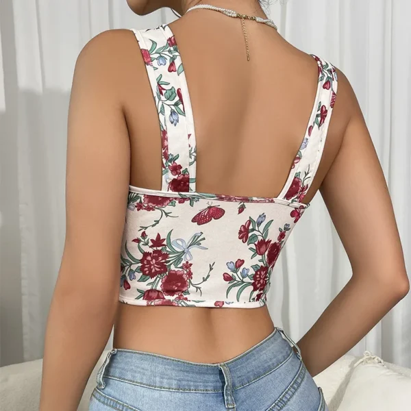 Bustier court à lacets Sexy imprimé Floral - 030825/0505 – Image 2