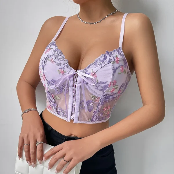 Bustier Brodé en Maille Transparente, Push Up - 030825/1900 – Image 2
