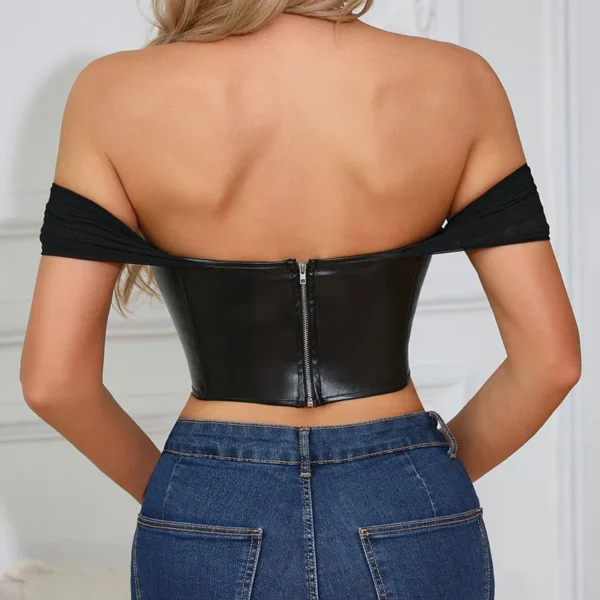 Corset sans bretelles en cuir PU, satin,  haut court - 030825/1910 – Image 6