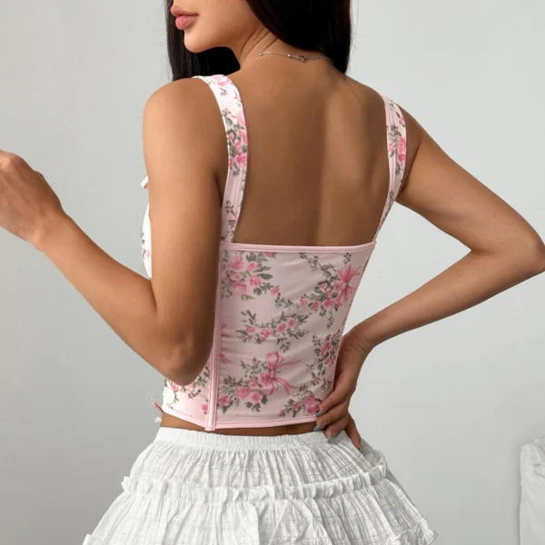 Bustier Sexy avec nœud Floral, débardeur Slim - 030825/1942 – Image 6