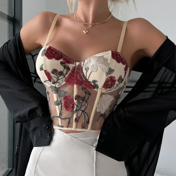Bustier en dentellle effet push-up, haut court vintage - 030825/1848 – Image 5