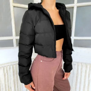 Manteau matelassé, pardessus zippé avec capuche - 070825/0800