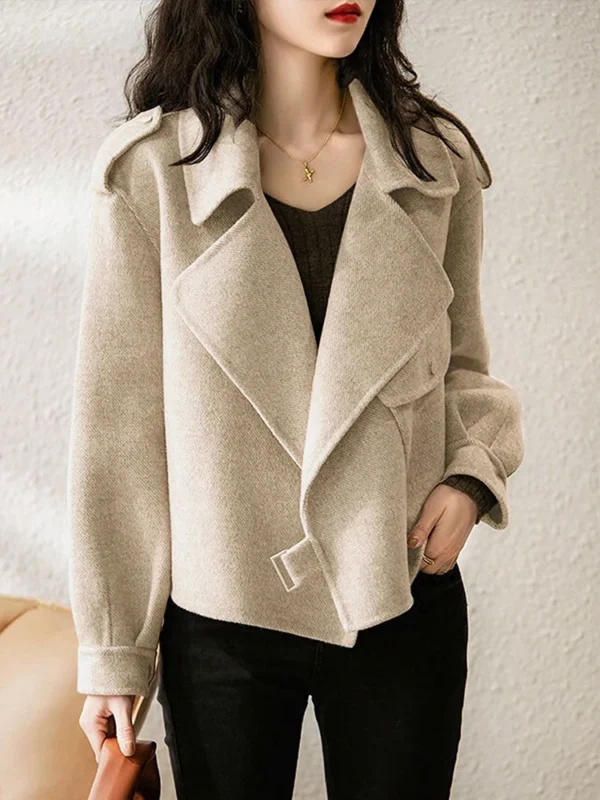 Veste ceinture laine élégant - 030825/2133