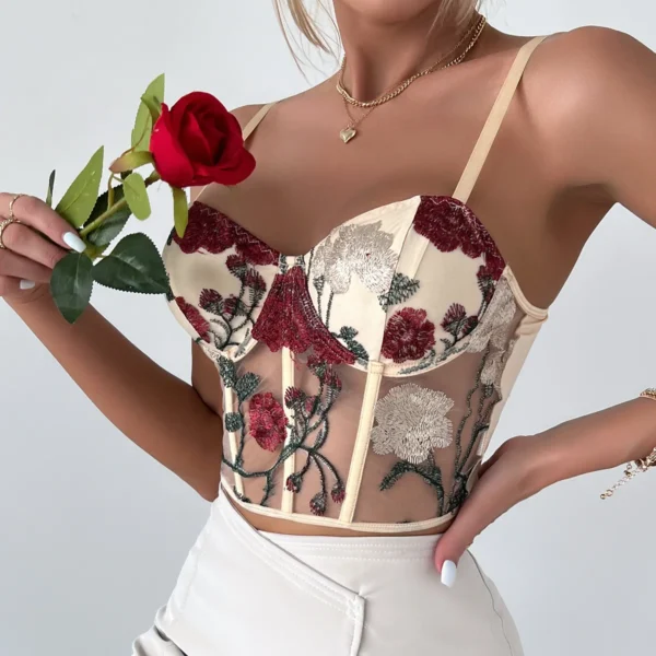 Bustier en dentellle effet push-up, haut court vintage - 030825/1848 – Image 3