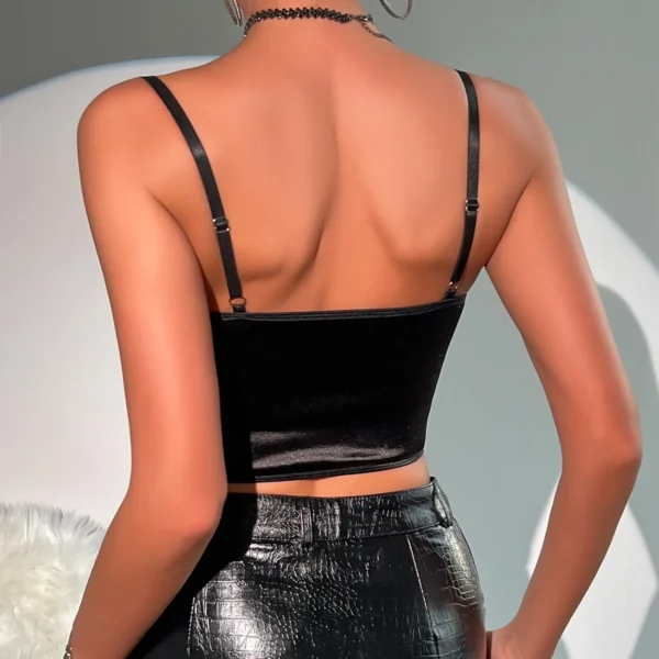 Corset  Haut en dentelle dos nu imprimé,  haut court en maille à col en V - 030825/1847 – Image 2