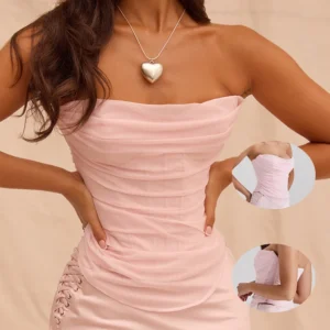 Bustier Vintage sans bretelles, dos ouvert fermeture éclair côté - 030825/1935
