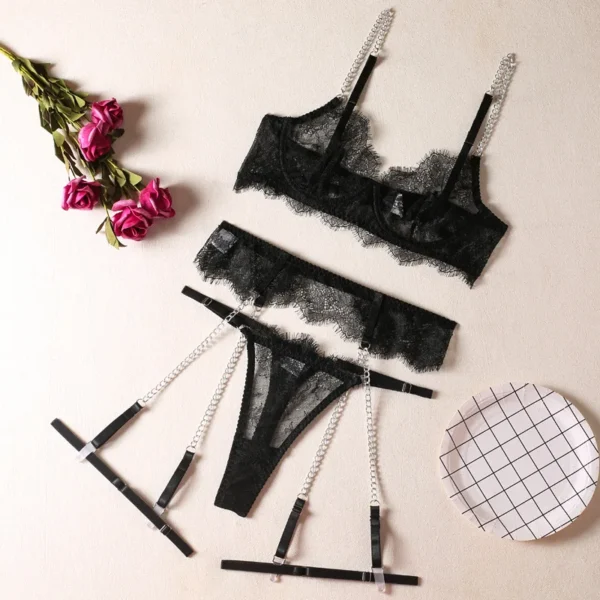 Ensemble de vêtements en dentelle avec porte-jarretelles, lingerie sexy - 060825/1805 – Image 7