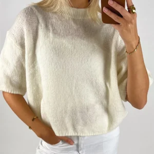 Pull en tricot à manches mi-longues, col rond - 080825/2321