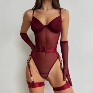 Lingerie Sexy,  Ensembles de sous-vêtements avec gants - 060825/2229