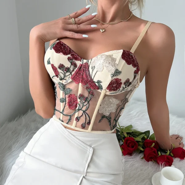 Bustier en dentellle effet push-up, haut court vintage - 030825/1848 – Image 4