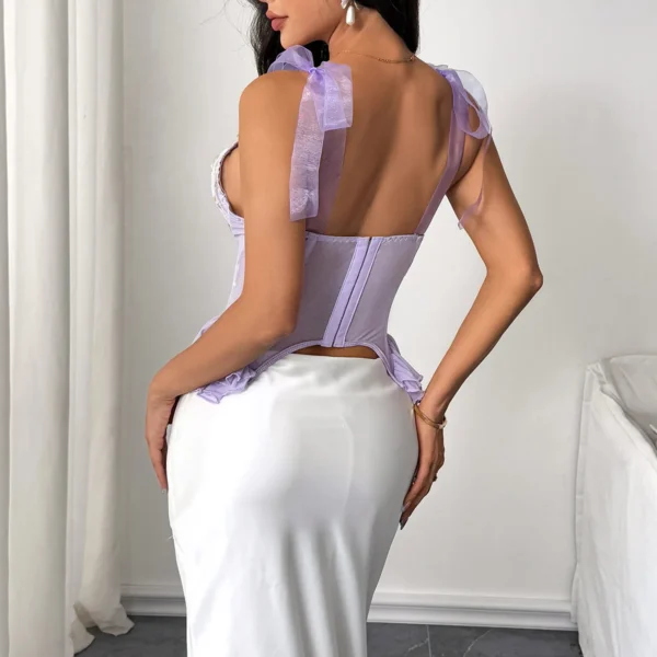 Bustier Sexy  Chic brodé en dentelle, débardeur Slim, coupe basse, transparent, col licou - 030825/1036 – Image 2