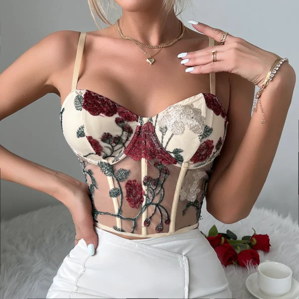 Bustier en dentellle effet push-up, haut court vintage - 030825/1848 – Image 2