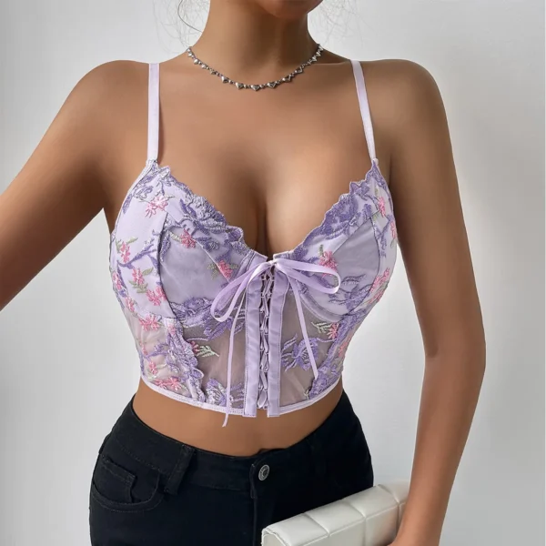 Bustier Brodé en Maille Transparente, Push Up - 030825/1900 – Image 3