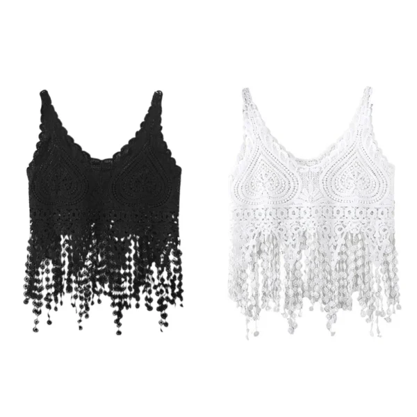 Crop top crocheté, haut en tricot, dentelle cœur - 030825/1957 – Image 5