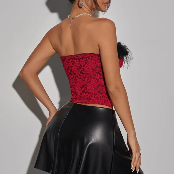 Bustier sexy en dentelle avec plumes, lingerie haut - 030825/1203 – Image 6