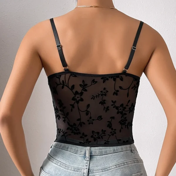 Corset en dentelle brodée sexy, bouton avant - 050825/2225 – Image 6