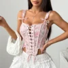 Bustier Sexy avec nœud Floral, débardeur Slim - 030825/1942