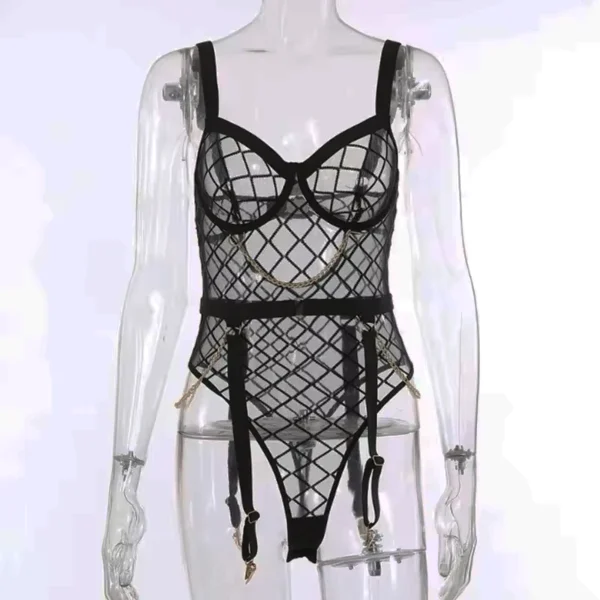 Lingerie Sexy femme maille chaîne ouverte dentelle transparente - 060825/2226 – Image 6