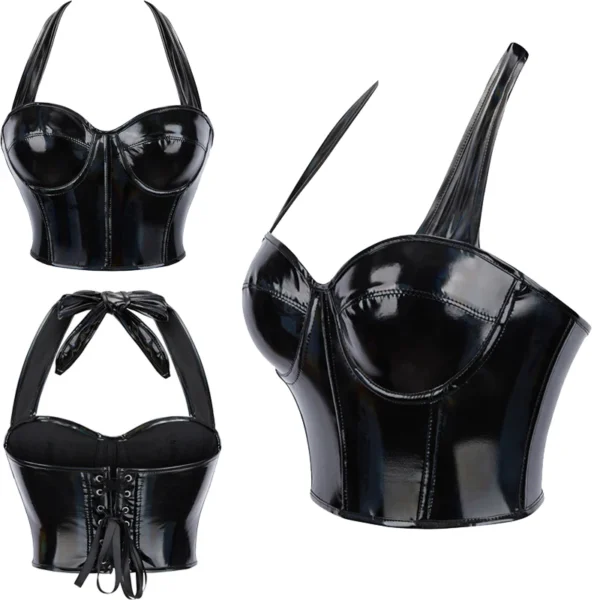 Corset simili cuir, Soutien-gorge Sexy, Push up - 030825/1213