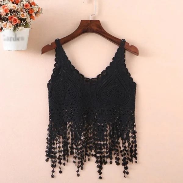 Crop top crocheté, haut en tricot, dentelle cœur - 030825/1957 – Image 2