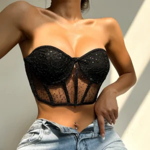 Corset effet push-up  transparente, sexy,  haut court - 030825/1904