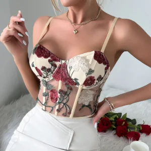 Bustier en dentellle effet push-up, haut court vintage - 030825/1848